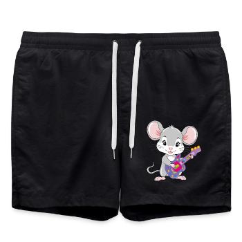 Lustige spielt Gitarre - Badeshorts - Schwarz - Vorne - AI Model Male 185 light (185cm)