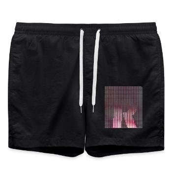 Letter R, name, the letter R - Swim Trunks - black - Front - AI Model Male 185 light (185cm)