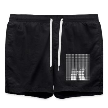 Letter R, name, the letter R - Swim Trunks - black - Front - AI Model Male 185 light (185cm)