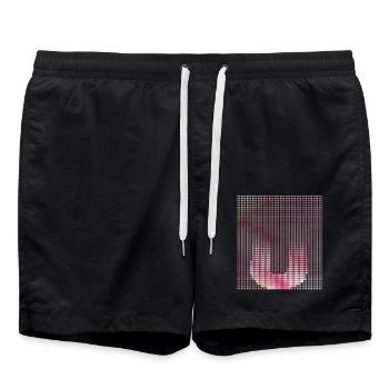 Letter U, Name, der Buchstabe U - Badeshorts - Schwarz - Vorne - AI Model Male 185 light (185cm)