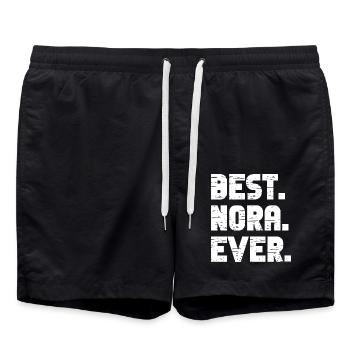Best Nora Ever Retro Geschenk Spruch Geburtstag - Badeshorts - Schwarz - Vorne - AI Model Male 185 light (185cm)