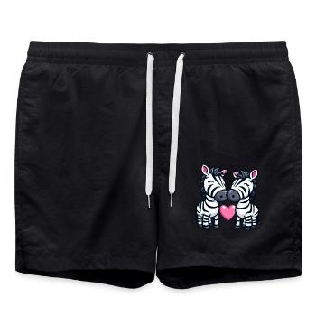 Zebra Paar Liebe Valentinstag - Badeshorts - Schwarz - Vorne - AI Model Male 185 light (185cm)