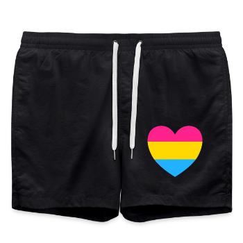 Pansexuelle Flagge Herz - Badeshorts - Schwarz - Vorne - AI Model Male 185 light (185cm)