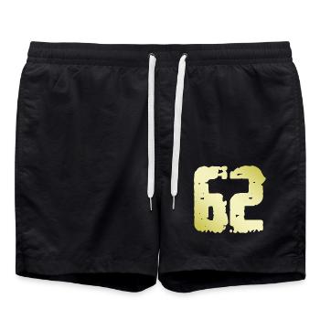 62 Zahl Vintage - Badeshorts - Schwarz - Vorne - AI Model Male 185 light (185cm)
