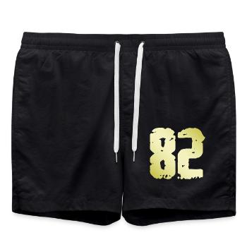 82 Zahl Vintage - Badeshorts - Schwarz - Vorne - AI Model Male 185 light (185cm)