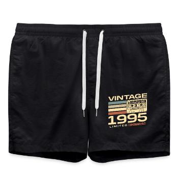 Original 1995 Vintage Rétro Cadeau d’anniversaire - Short de bain - noir - Devant - AI Model Male 185 light (185cm)