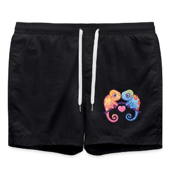 Chameleon Paar Liebe Valentinstag - Badeshorts - Schwarz - Vorne - AI Model Male 185 light (185cm)
