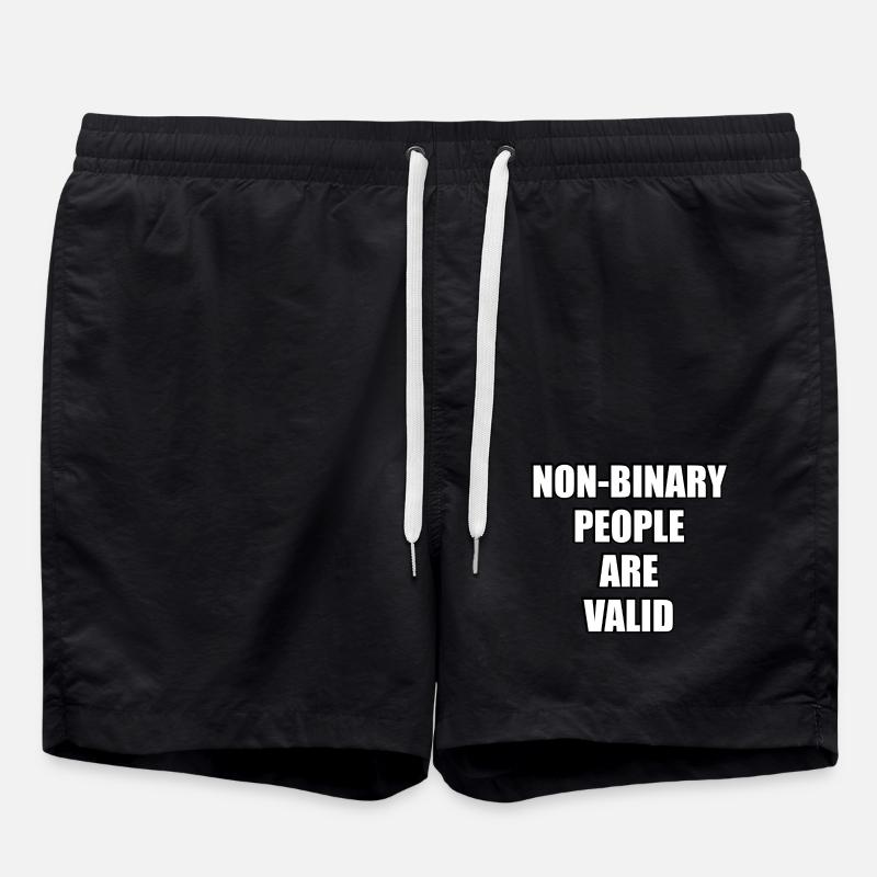 Non Binary People Are Valid - Swim Trunks - black