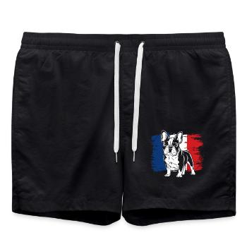 French Bulldog Frenchie with Sunglasses - Swim Trunks - black - Front - AI Model Male 185 light (185cm)