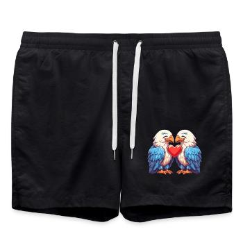 Adler Paar Liebe Valentinstag - Badeshorts - Schwarz - Vorne - AI Model Male 185 light (185cm)