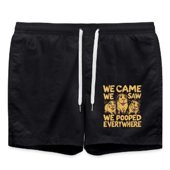 Meerschweinchen Humor - Pooped Everywhere - Badeshorts - Schwarz - Vorne - AI Model Male 185 light (185cm)