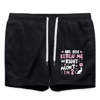 Ich bin 2 Jahre alt | Miau Geschenk 2 Jahre Jubiläum Geschenk - Badeshorts - Schwarz - Vorne - AI Model Male 185 light (185cm)