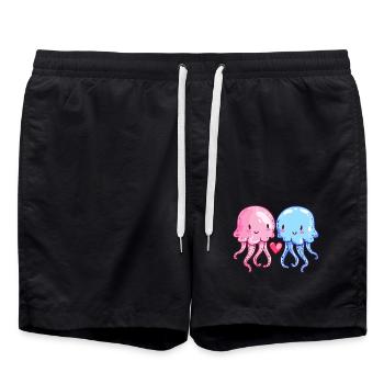 Qualle Paar Liebe Valentinstag - Badeshorts - Schwarz - Vorne - AI Model Male 185 light (185cm)