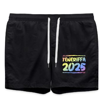 Tenerife 2025 Colorful - Swim Trunks - black - Front - AI Model Male 185 light (185cm)