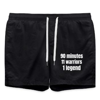 90 minutes, 11warriors, 1 legend - Swim Trunks - black - Front - AI Model Male 185 light (185cm)