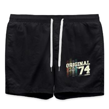 1974 Vintage Born Vintage Rétro Anniversaire - Short de bain - noir - Devant - AI Model Male 185 light (185cm)