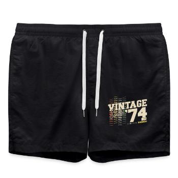 Cadeau d’anniversaire vintage rétro vintage 1974 - Short de bain - noir - Devant - AI Model Male 185 light (185cm)