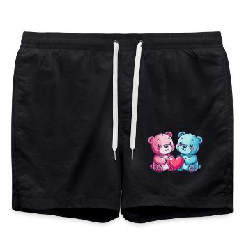 Bär Paar Liebe Valentinstag - Badeshorts - Schwarz - Vorne - AI Model Male 185 light (185cm)