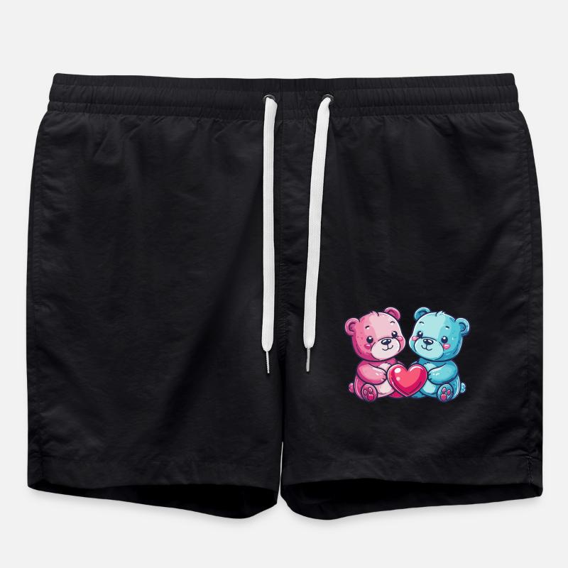 Ours Couple Amour Saint-Valentin - Short de bain - noir