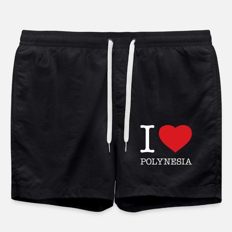 I LOVE POLYNESIA - Swim Trunks - black