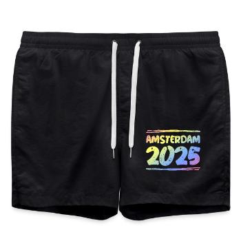 Amsterdam 2025 Colorful - Swim Trunks - black - Front - AI Model Male 185 light (185cm)