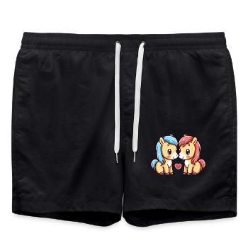 Pferd Paar Liebe Valentinstag - Badeshorts - Schwarz - Vorne - AI Model Male 185 light (185cm)