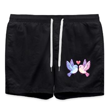 Taube Paar Liebe Vogel Peace Valentinstag - Badeshorts - Schwarz - Vorne - AI Model Male 185 light (185cm)