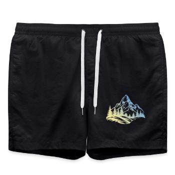 Mountains Nature - Swim Trunks - black - Front - AI Model Male 185 light (185cm)