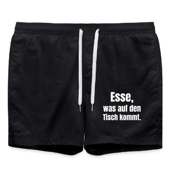 Eat what's on the table. - Swim Trunks - black - Front - AI Model Male 185 light (185cm)