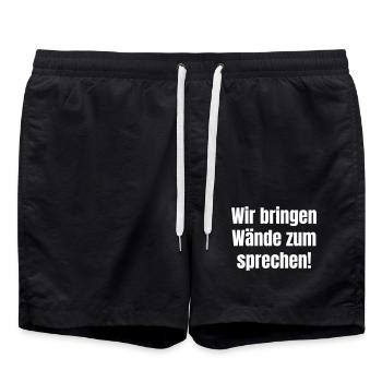 We make walls speak - Swim Trunks - black - Front - AI Model Male 185 light (185cm)