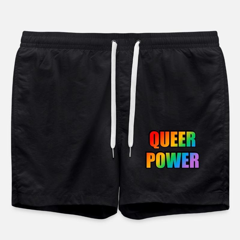 Queer Power Texte arc-en-ciel - Short de bain - noir