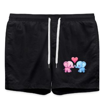 Elefant Paar Liebe Valentinstag - Badeshorts - Schwarz - Vorne - AI Model Male 185 light (185cm)