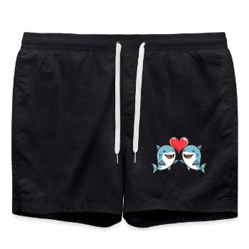 Hai Paar Liebe Valentinstag - Badeshorts - Schwarz - Vorne - AI Model Male 185 light (185cm)