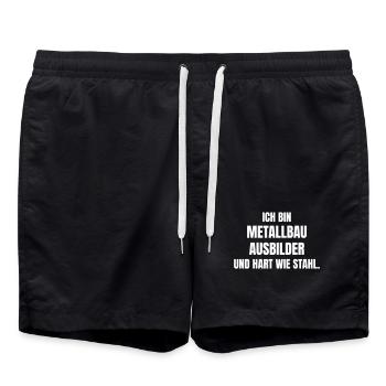 Metballbau Ausbilder ist hart wie Stahl. - Badeshorts - Schwarz - Vorne - AI Model Male 185 light (185cm)