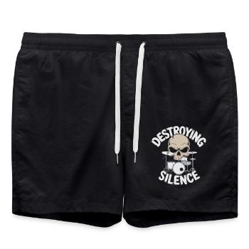 Groupe de rock tambour et batteur de crâne - Short de bain - noir - Devant - AI Model Male 185 light (185cm)