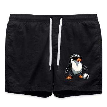 Fussball Pinguine - Badeshorts - Schwarz - Vorne - AI Model Male 185 light (185cm)