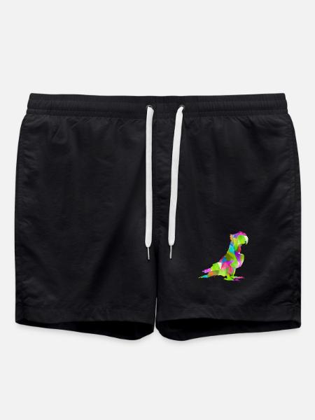 Bunter Papagei - Badeshorts - Schwarz