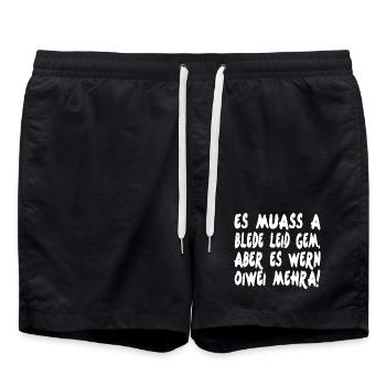 ES MUASS A BLEDE LEID GEM ABER ES WERN OIWEI MEHRA - Badeshorts - Schwarz - Vorne - AI Model Male 185 light (185cm)