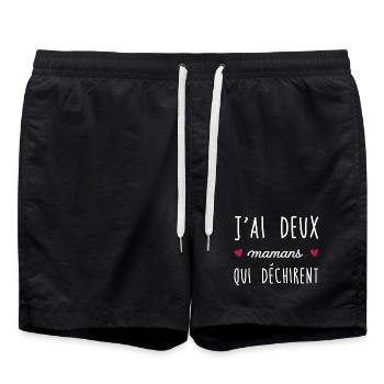 J'ai deux mamans qui déchirent - Short de bain - noir - Devant - AI Model Male 185 light (185cm)