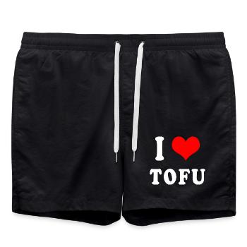 Ich liebe Tofu - Badeshorts - Schwarz - Vorne - AI Model Male 185 light (185cm)