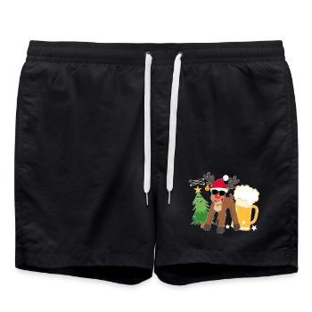 Betrunkenes Rentier mit Bier Weihnachtsbaum Cool - Badeshorts - Schwarz - Vorne - AI Model Male 185 light (185cm)