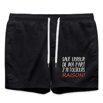 sauf Erreur de ma Part J'Ai Toujours Raison - Short de bain - noir - Devant - AI Model Male 185 light (185cm)