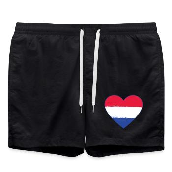 Holland Flag Heart used - Swim Trunks - black - Front - AI Model Male 185 light (185cm)