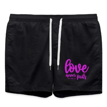 t-shirt L’amour n’échoue jamais Bible Saint-Valentin - Short de bain - noir - Devant - AI Model Male 185 light (185cm)