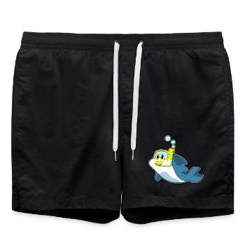 Delfin Taucher Schnorchel Tauchen - Badeshorts - Schwarz - Vorne - AI Model Male 185 light (185cm)