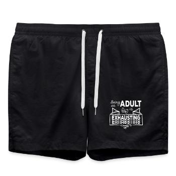Être adulte est épuisant - Erwachsensein - Short de bain - noir - Devant - AI Model Male 185 light (185cm)