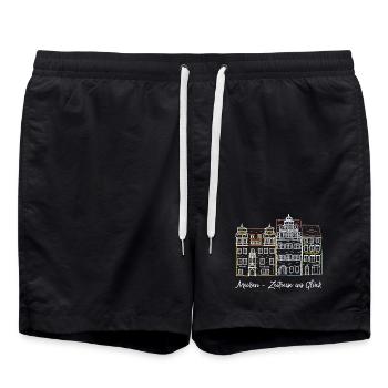 Meißen, Marktplatz, Zeitreise, Deutschland - Badeshorts - Schwarz - Vorne - AI Model Male 185 light (185cm)