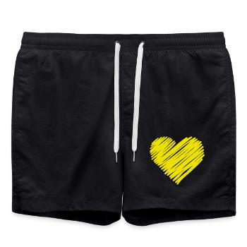 Croquis de cœur néon - Short de bain - noir - Devant - AI Model Male 185 light (185cm)