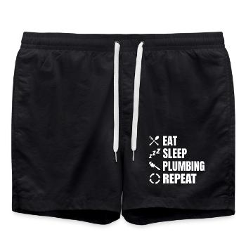 Manger, dormir, plomber, répéter - Short de bain - noir - Devant - AI Model Male 185 light (185cm)