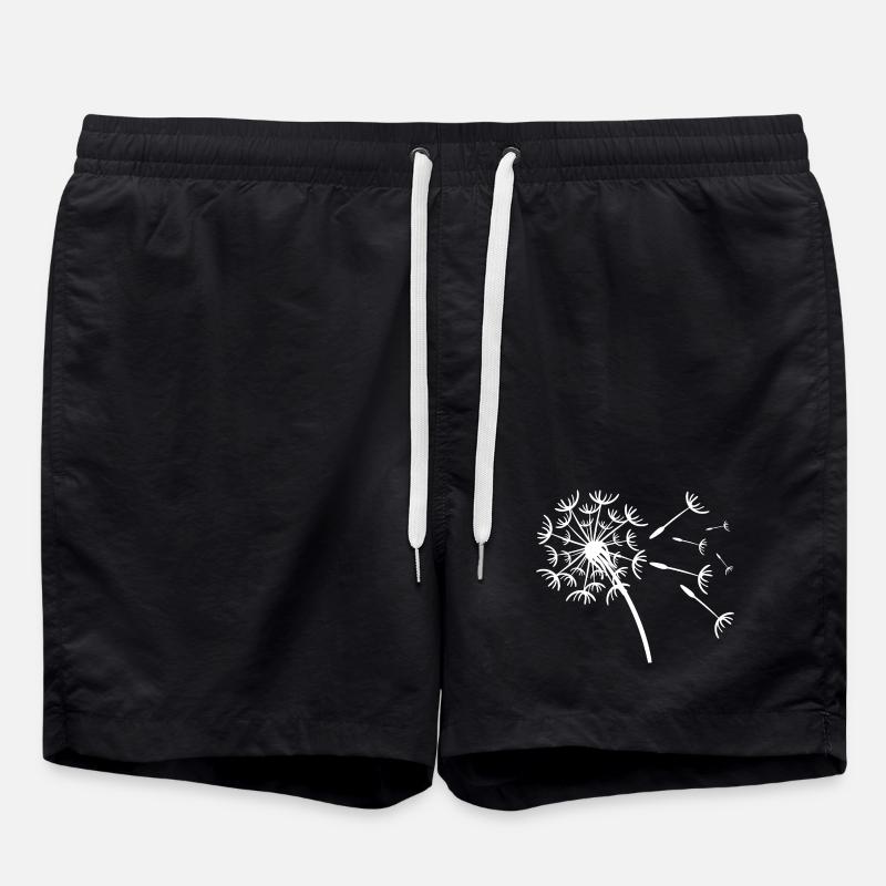 Verspieltes Pusteblumen-Design - Badeshorts - Schwarz